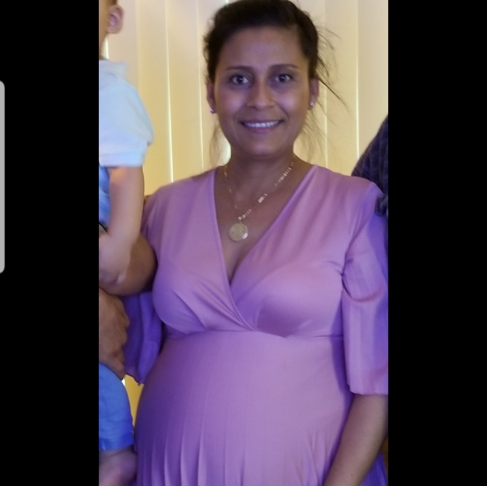 ASOS Pink Maternity Pleated Midi Dress
